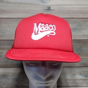 Vintage Maaco Mesh Red Trucker Style Snapback Hat Cap